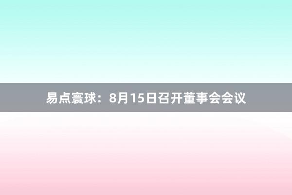 易点寰球：8月15日召开董事会会议